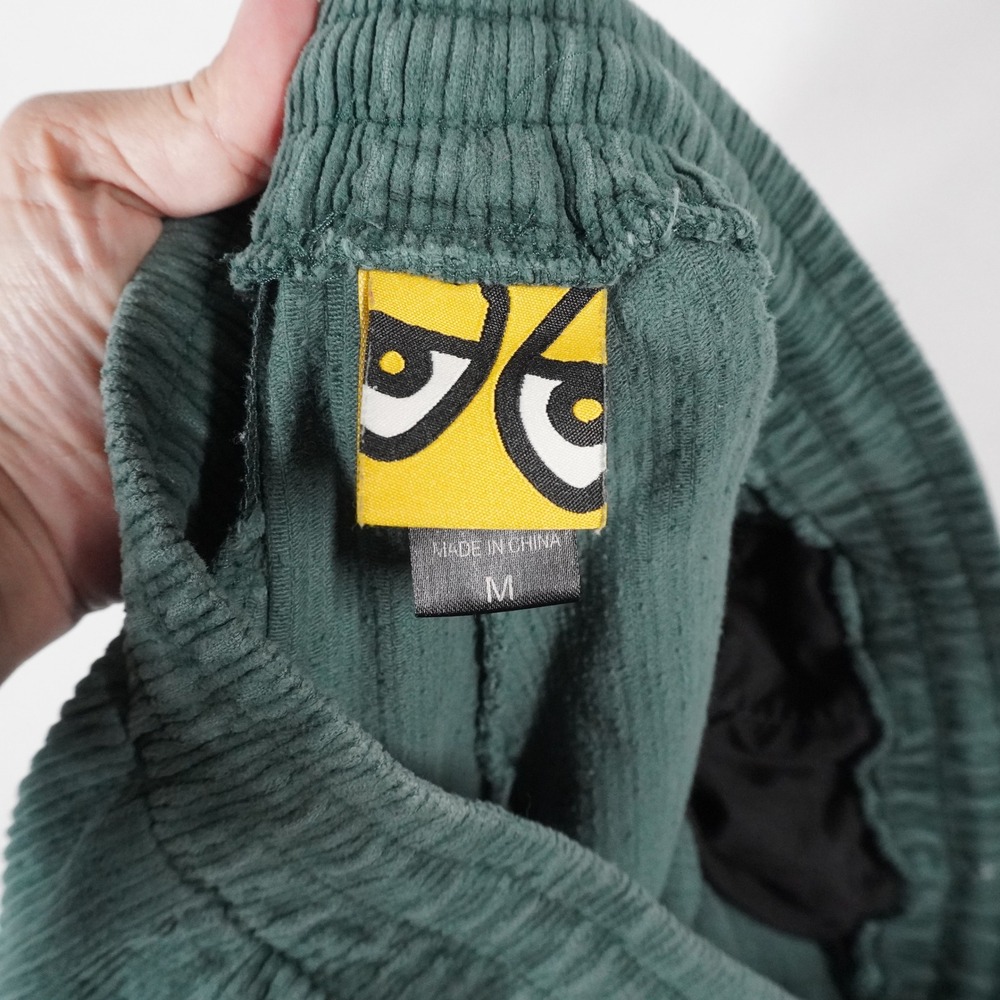 Krooked Skateboard Corduroy Pants M Green Wide Leg Streetwear Eyes Logo Skater - Picture 8 of 10
